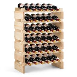 Costway 36 Bottles Wine Rack Freestanding Wine Storage Display Rack Pine Wood Wine Stand in Natural - thumbnail 1