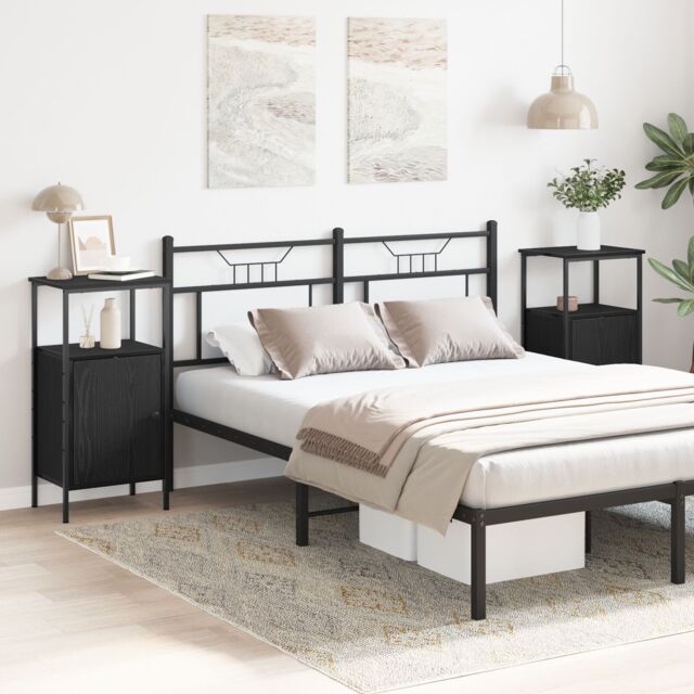 Berkfield Home Bedside Cabinets 2 pcs Black Oak 41x31x80 cm Engineered Wood - Size: 41 x 31 x 80 cm - image 1