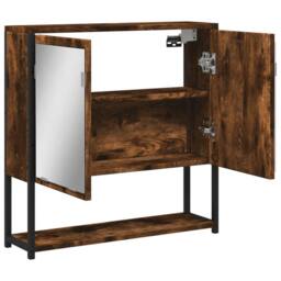 Berkfield Home Sturdy Bathroom Mirror Cabinet Smoked Oak 60x16x60 cm Engineered Wood in Brown - Size: 60 x 16 x 60 cm - thumbnail 6
