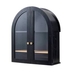 KORVIXA Arched Storage Cupboard Hanging Cabinet with Doors in Black - Size: W600mm x H600mm