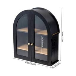 KORVIXA Arched Storage Cupboard Hanging Cabinet with Doors in Black - Size: W600mm x H600mm - thumbnail 2