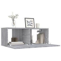 Berkfield Home TV Cabinet Grey Sonoma 80x30x30 cm Engineered Wood - Size: 80 x 30 x 30 cm - thumbnail 4