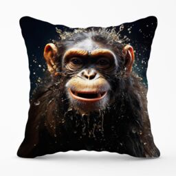 Warren Reed - Designer Realistic Monkey Face Splashart Outdoor Cushion in Black - Size: 45 cm x 45 cm - thumbnail 1