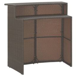 Berkfield Home 3 Piece Garden Bar Set with Cushions Poly Rattan Brown - thumbnail 6