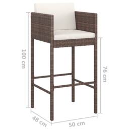 Berkfield Home 3 Piece Garden Bar Set with Cushions Poly Rattan Brown - thumbnail 9