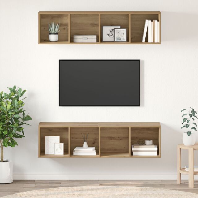 Berkfield Home 2 pcs Artisan oak 37 x 37 x 142.5 cm Engineered wood in Brown - image 1