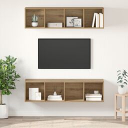 Berkfield Home 2 pcs Artisan oak 37 x 37 x 142.5 cm Engineered wood in Brown - thumbnail 1