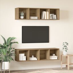 Berkfield Home 2 pcs Artisan oak 37 x 37 x 142.5 cm Engineered wood in Brown - thumbnail 4