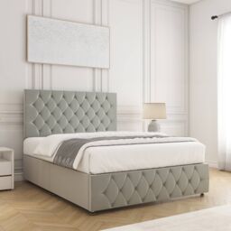"BSSPOKE Mulberry Plush Velvet Divan Bed 24""Headboard & No Mattress No Drawers in Silver - Size: Single" - thumbnail 3