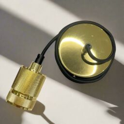 CGC Lighting 'Sydney' Gold Knurled Single Band 1.5m adjustable E27 Ceiling Pendant & Matching ceiling Rose