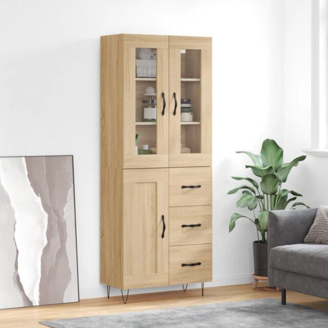 Berkfield Home Highboard Sonoma Oak 69.5x34x180 cm Engineered Wood in Brown - image 1