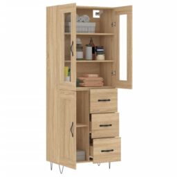 Berkfield Home Highboard Sonoma Oak 69.5x34x180 cm Engineered Wood in Brown - thumbnail 3