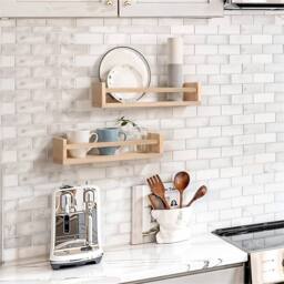 VOGREX 3PCS Natural Wood Floating Shelves Wall Mounted Storage NEW in Brown - thumbnail 3
