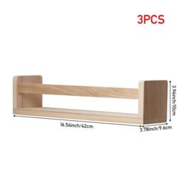 VOGREX 3PCS Natural Wood Floating Shelves Wall Mounted Storage NEW in Brown - thumbnail 2