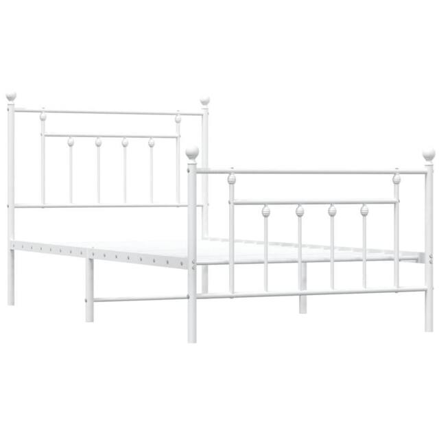 Berkfield Home Metal Bed Frame with Headboard & Footboard White 100x190 cm - image 1