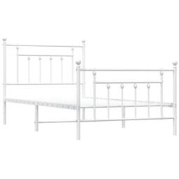 Berkfield Home Metal Bed Frame with Headboard & Footboard White 100x190 cm - thumbnail 1