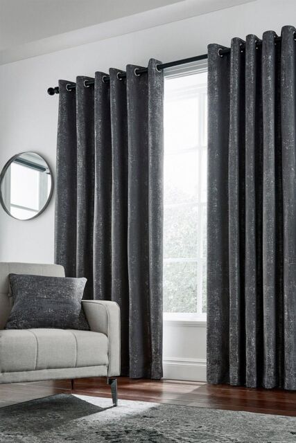 Helena Springfield 'Roma' Woven Lined Curtains in Dark Grey - Size: 167 cm width x 228 cm drop - image 1
