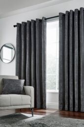 Helena Springfield 'Roma' Woven Lined Curtains in Dark Grey - Size: 167 cm width x 228 cm drop - thumbnail 1