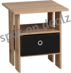 SPOT ON DEALZ Wooden Side Table with Basket Bedside End Table Storage Unit in Light Oak - thumbnail 5