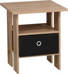 SPOT ON DEALZ Wooden Side Table with Basket Bedside End Table Storage Unit in Light Oak - thumbnail 3
