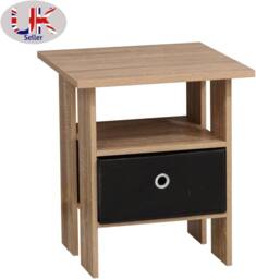 SPOT ON DEALZ Wooden Side Table with Basket Bedside End Table Storage Unit in Light Oak - thumbnail 4