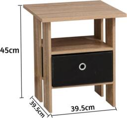 SPOT ON DEALZ Wooden Side Table with Basket Bedside End Table Storage Unit in Light Oak - thumbnail 2