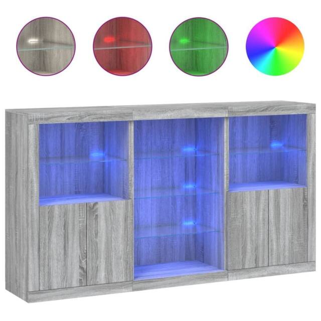 Berkfield Home Sideboard with LED Lights Grey Sonoma 181.5x37x100 cm - image 1