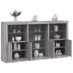 Berkfield Home Sideboard with LED Lights Grey Sonoma 181.5x37x100 cm - thumbnail 2