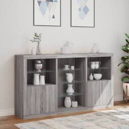 Berkfield Home Sideboard with LED Lights Grey Sonoma 181.5x37x100 cm - thumbnail 4