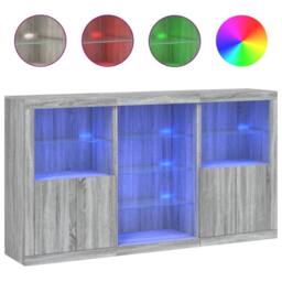 Berkfield Home Sideboard with LED Lights Grey Sonoma 181.5x37x100 cm - thumbnail 1