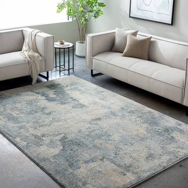 Livabliss Avellino-Abstract Blue Grey Beige Modern Marble High Pile Living Rug - Size: 160 cm x 215 cm - image 1
