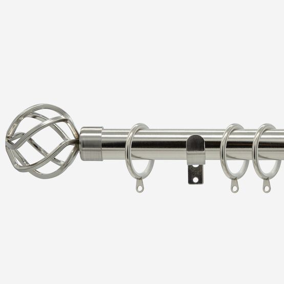 New Edge Blinds Stainless Steel 28mm Cage Fixed Length Metal Curtain Pole in Light Grey - Size: 260 cm - image 1