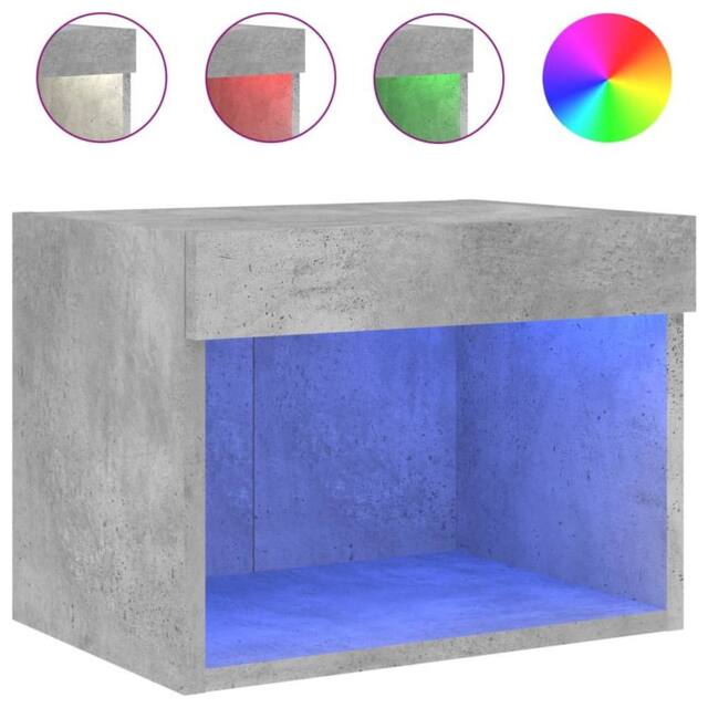 Berkfield Home Bedside Cabinet with LED Lights Wall-mounted Concrete Grey - image 1