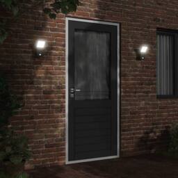 Berkfield Home Outdoor LED Wall Lights with Sensors 2pcs Black Die-cast Aluminium - thumbnail 1