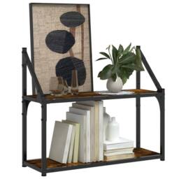 Berkfield Home 2-Tier Wall Shelf Smoked Oak 60x21x51 cm Engineered Wood in Brown - Size: 60 x 21 x 51 cm - thumbnail 3