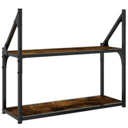Berkfield Home 2-Tier Wall Shelf Smoked Oak 60x21x51 cm Engineered Wood in Brown - Size: 60 x 21 x 51 cm - thumbnail 6