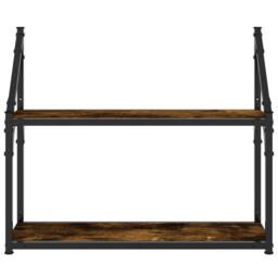 Berkfield Home 2-Tier Wall Shelf Smoked Oak 60x21x51 cm Engineered Wood in Brown - Size: 60 x 21 x 51 cm - thumbnail 4