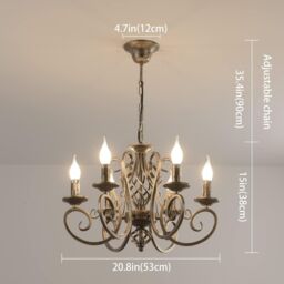 Garwarm 6 Lights Candle Wrought Iron French Country Chandelier in Gold - thumbnail 4