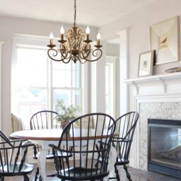 Garwarm 6 Lights Candle Wrought Iron French Country Chandelier in Gold - thumbnail 8