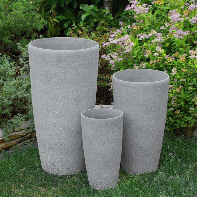Wyld and Coco Grey Stone Tall Plant Pot Planter 58 x 31 cm Fibre-Clay Indoor Outdoor - image 1