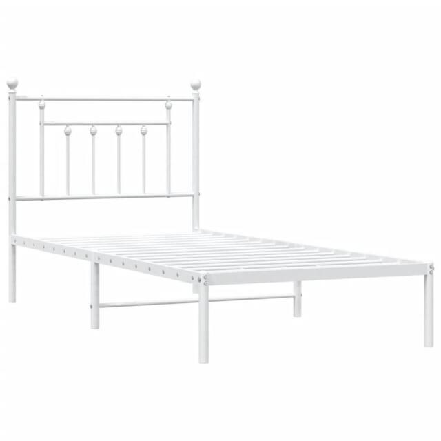 Berkfield Home Metal Bed Frame with Headboard White 90x190 cm Single - image 1