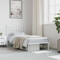 Berkfield Home Metal Bed Frame with Headboard White 90x190 cm Single - thumbnail 4