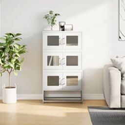 Berkfield Home Highboard White 68x39x123 cm Steel - Size: 68 x 39 x 123 cm - thumbnail 3