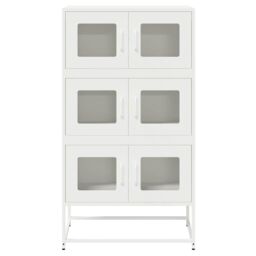 Berkfield Home Highboard White 68x39x123 cm Steel - Size: 68 x 39 x 123 cm - thumbnail 5