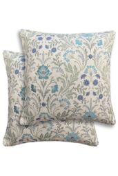 Enhanced Living Pair of Cotswold Floral Double Sided Zip Opening Piped Edge Cushion Covers - Cases Only in Blue - Size: 45 cm x 45 cm - thumbnail 1