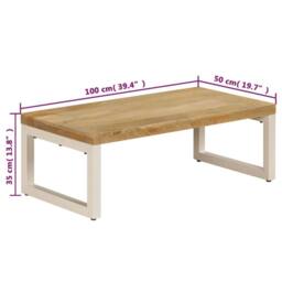 Berkfield Home Coffee Table 100x50x35 cm Solid Mango Wood & Steel in Brown - Size: 100 x 50 x 35 cm - thumbnail 9
