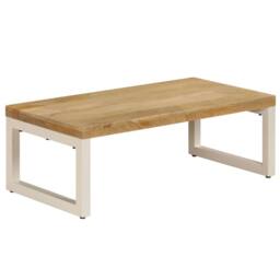 Berkfield Home Coffee Table 100x50x35 cm Solid Mango Wood & Steel in Brown - Size: 100 x 50 x 35 cm - thumbnail 2