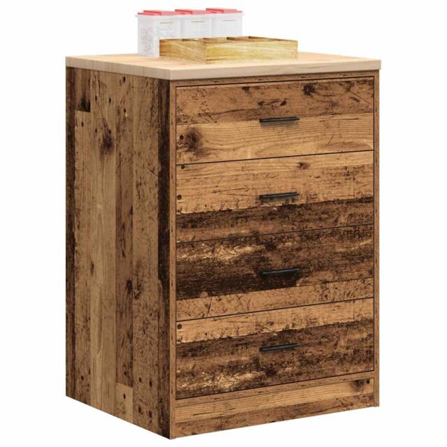 Berkfield Home Garage Storage Cabinet Old Wood 60x51x85 cm Solid Wood Pine in Brown - Size: 60 x 51 x 85 cm - image 1