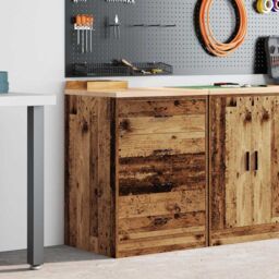 Berkfield Home Garage Storage Cabinet Old Wood 60x51x85 cm Solid Wood Pine in Brown - Size: 60 x 51 x 85 cm - thumbnail 3
