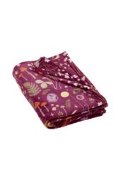 Catherine Lansfield 'Enchanted Twilight Animals' Cosy Fleece Blanket Throw in Plum - Size: 130 cm x 170 cm - thumbnail 4